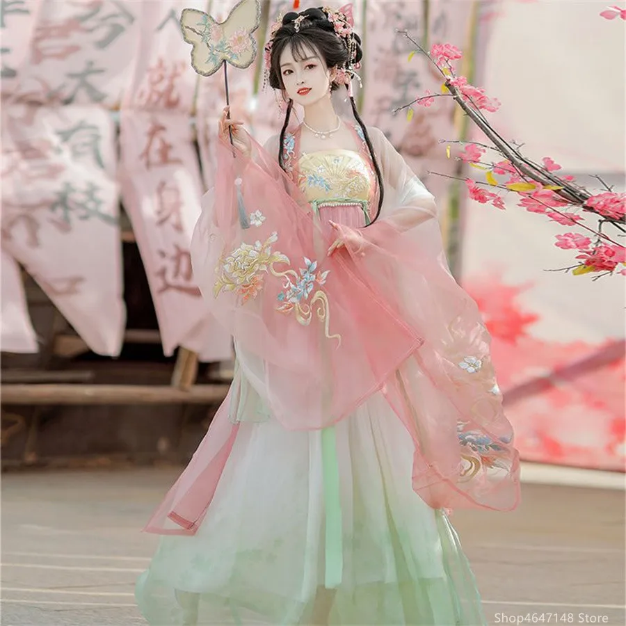 Винтажное женское традиционное китайское платье Hanfu для сценических танцев