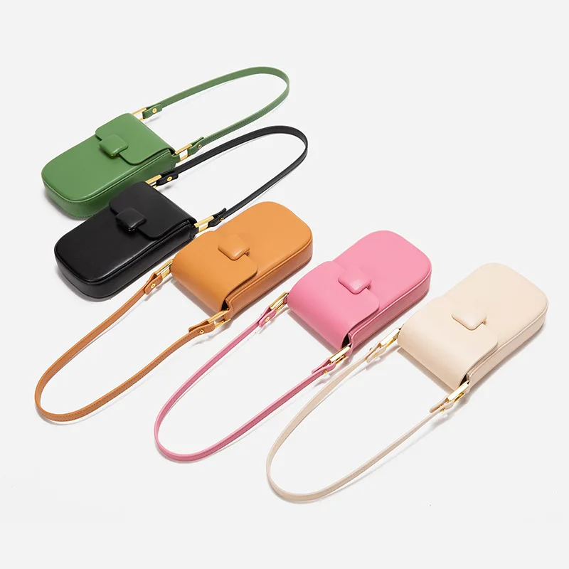 LOERSS Shoulder Bag Niche Mobile Phone Bag for Women PU Leather Crossbody Bag Flap Mini Bag Female Casual Pure Color Handbag