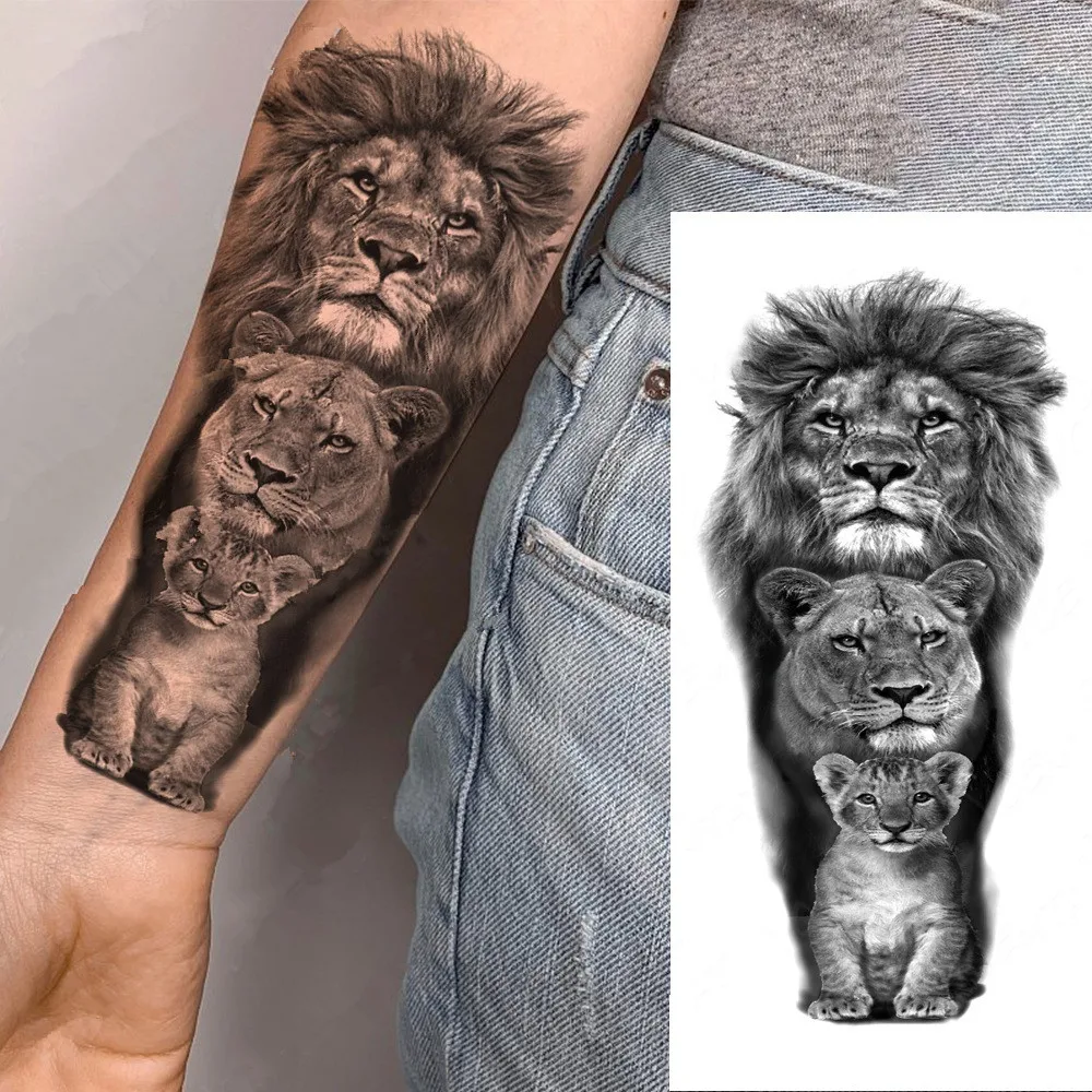 

Временные тату со львом, тигром, Временные татуировки, модные, водонепроницаемые, тату, боди-арт, искусственные съемные тату для мужчин и женщин, индивидуальность