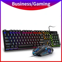 fashion business office use family gaming keyboard mouse set rainbow backlit wired combos gamger computer waterproof keyboards