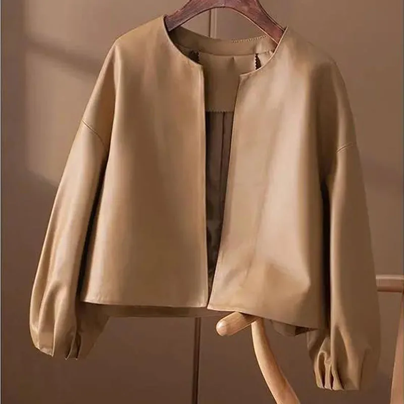 1pcs Women's Short PU Leather Suit Jackets 2022 Autumn New Fashion Faux Fur Cardigan Ladies Skinny Simplicity Locomotive Coats