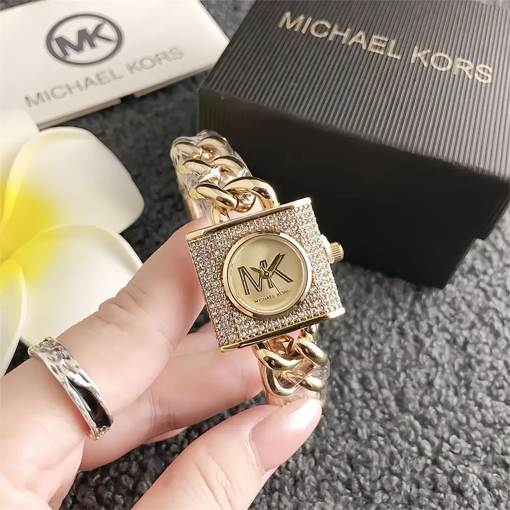 Фото Женские квадратные кварцевые часы Michael Kors, повседневные деловые наручные часы, модные роскошные минималистичные часы с таймером, элегантный подарок для женщин №1