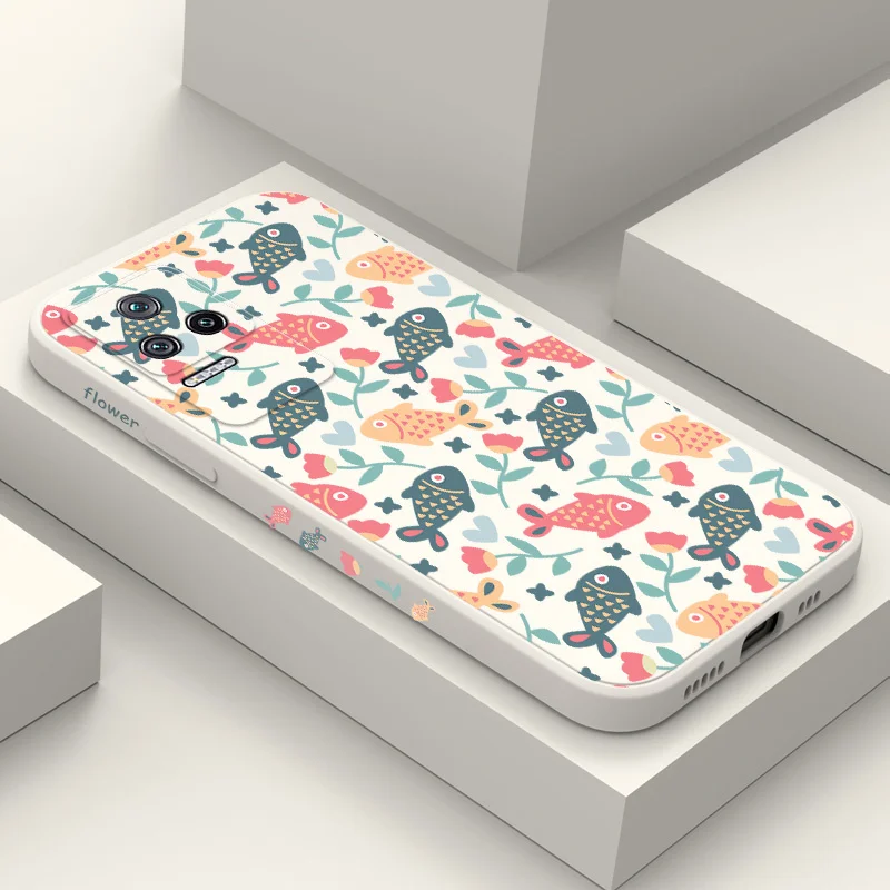

Goldfish Floral Phone Case For Xiaomi Poco M5 M5S X5 F4 X4 M4 F3 X3 M3 F2 X2 Pro C40 4G 5G GT Liquid Silicone Cover
