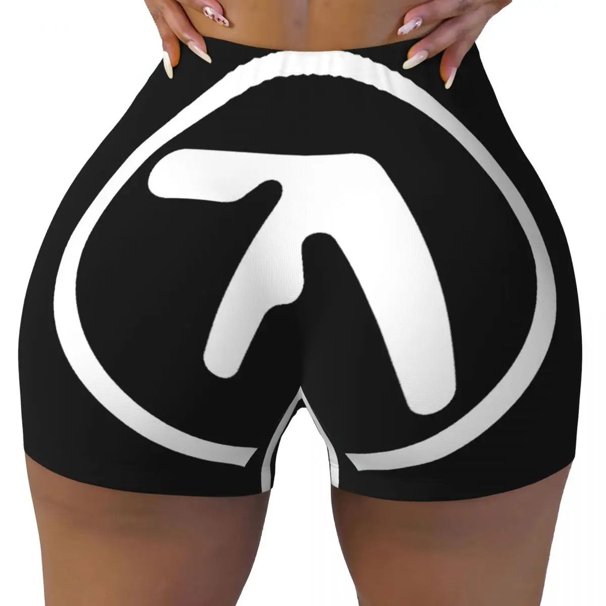 Фото Изготовленные на заказ шорты для бега в тренажерном зале Aphex Twin, волейбольные шорты, женские шорты для йоги с электронной музыкой №1