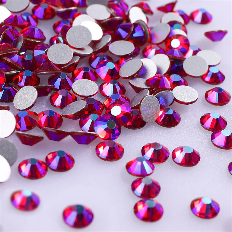 

SS6-SS30 Siam AB Glass Flatback Rhinestone Glitter Crystals Stones Non Hotfix Strass Rhinestones for Needlework Nail Art Clothes