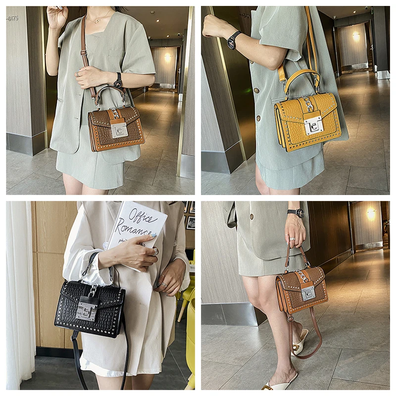 fashion alligator women shoulder bags designer lock handbags luxury pu leatehr crossbody bag small flap famale purses 2022 free global shipping