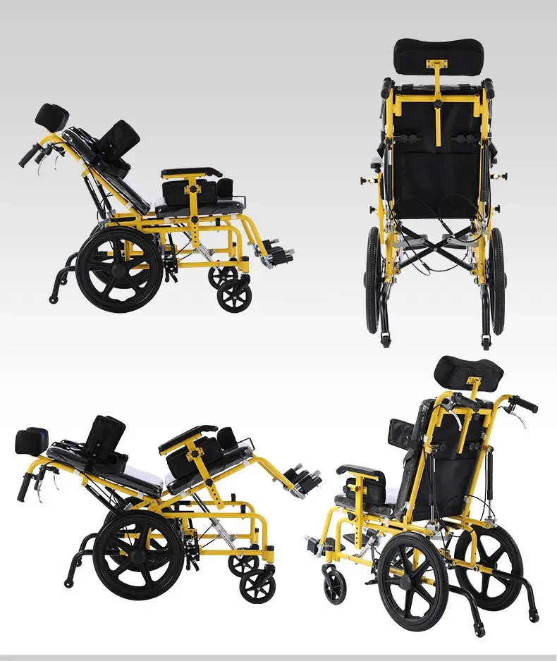 Детская инвалидная коляска с высокой спинкой и регулируемой откидной для детей