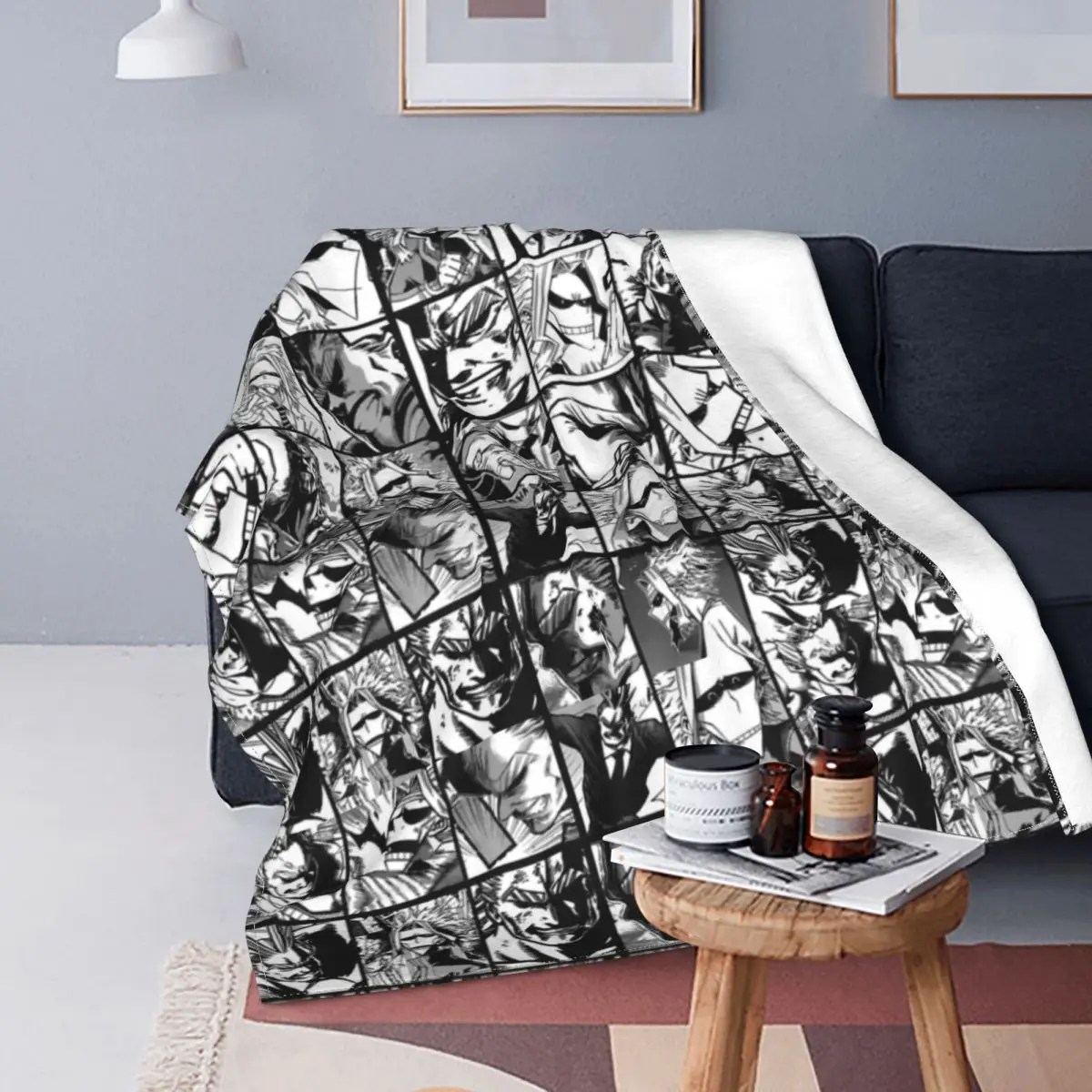 

All Might Boku No My Hero Academia Flannel Throw Blankets Collage Academy Plaid Anime Blanket for Bed Office Warm Bed Rug