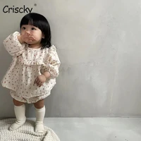 criscky 2022 autumn baby sets long sleeve cotton floral kids baby girl bodysuit cute kids jumpsuit baby girl sweet clothes