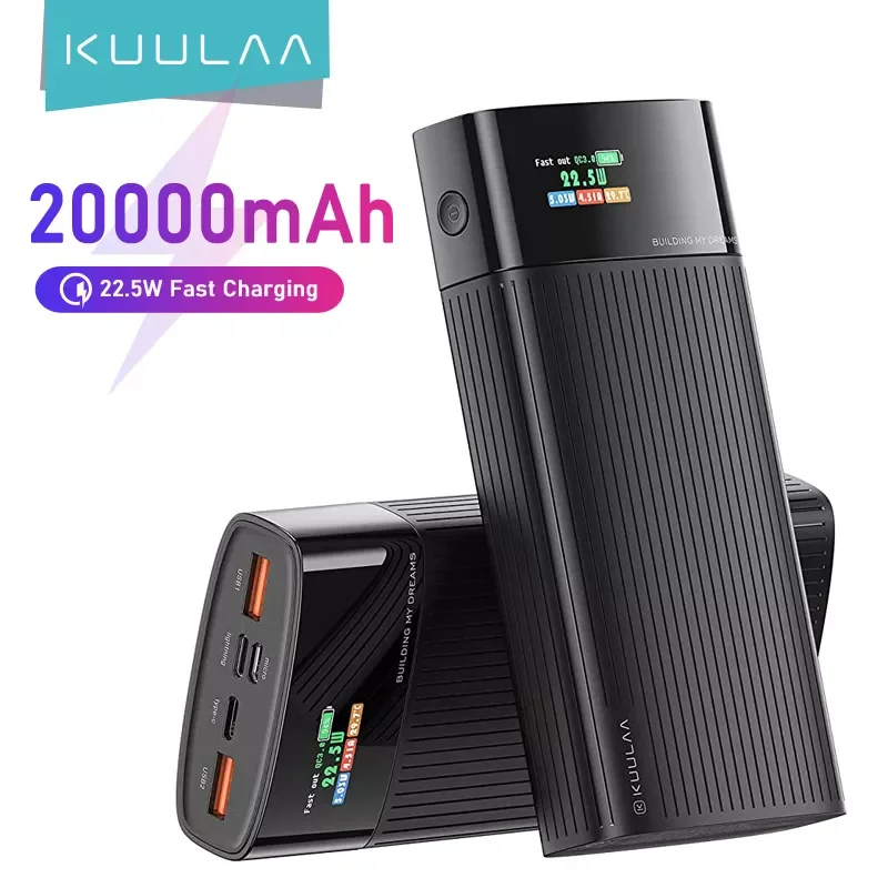 

NEW2023 KUULAA 20000mAh Power Bank PoverBank QC 3.0 PD Fast Charging Pover Bank 20000 mAh Digital Display USB External Battery C