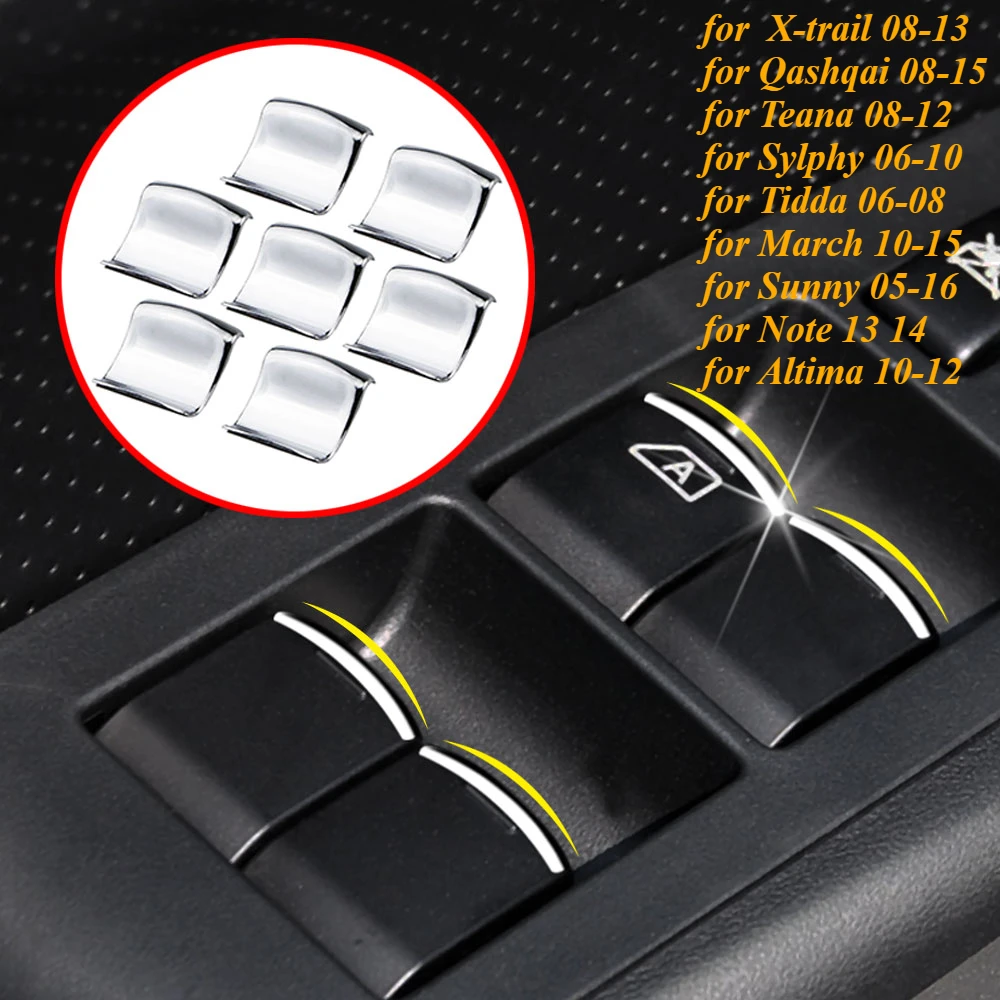 Набор Из 7 Наклеек На Кнопки Окна Для Nissan X-trail 2008-2013 Qashqai 2008-2015 Teana 2008-2012 Sylphy
