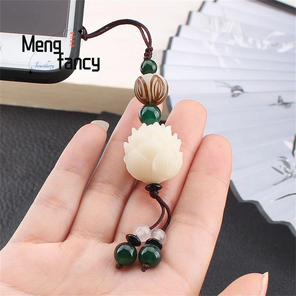 Винтажный резной брелок ручной работы с цветком лотоса Бодхи натуральные