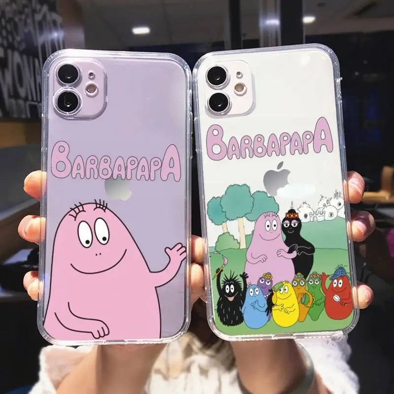 

Мультяшный Чехол B-barbapapпа для телефона iPhone 11 12 Mini 13 14 Pro XS Max X 8 7 6s Plus 5 SE XR, прозрачный чехол