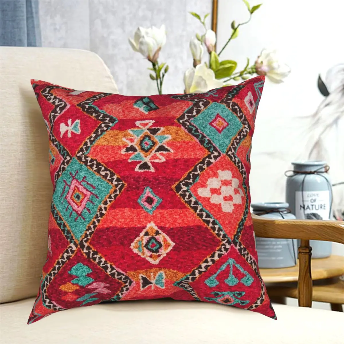

Colored Anthropologie Bohemian Moroccan Square Pillowcase Polyester Zipper Decor Throw Pillow Case for Sofa Seater Cushion Cover