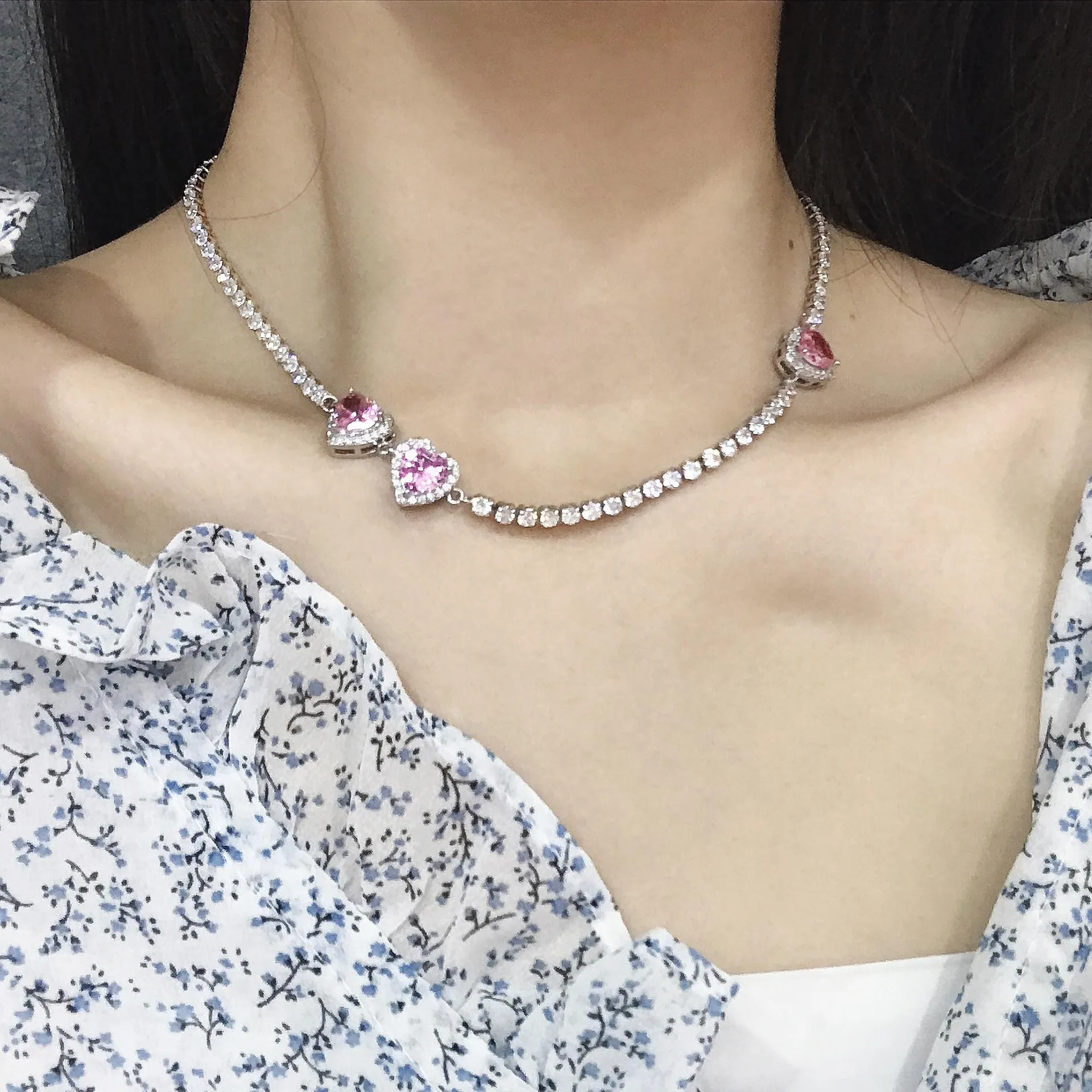 

Queen Heart Chocker Necklace AAAAA Zircon 925 Sterling Silver Party Wedding Pendants Necklace For Women Engagement Jewelry