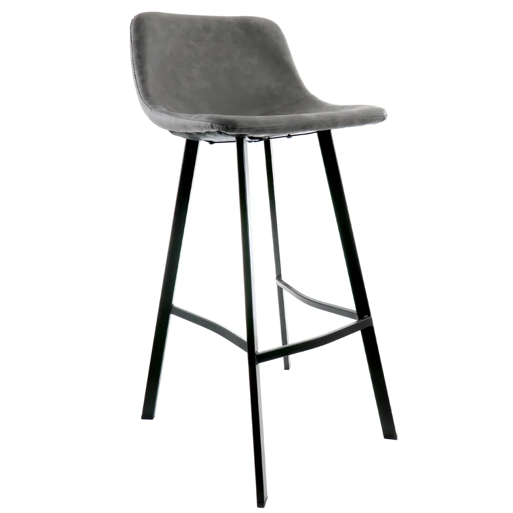 

Elama 28 Inch Faux Leather Bar Stool in Gray with Black Legs