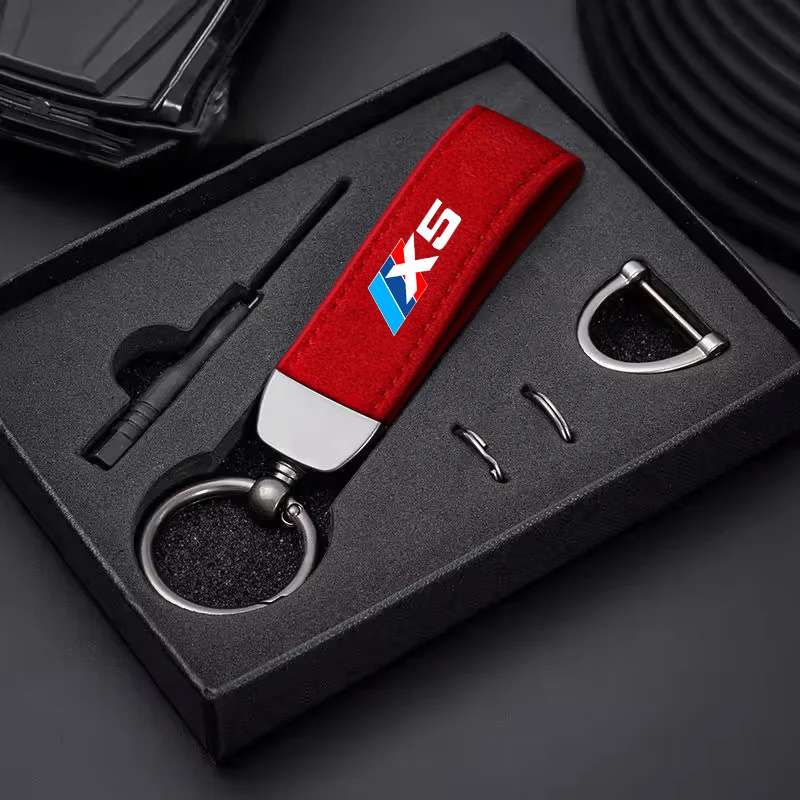 

Замшевые кожаные брелки для ключей от автомобиля, брелок с пряжкой в форме подковы, подвеска для ключей для BMW X1 X2 X3 X4 X5 X6 X7, аксессуары для автостайлинга