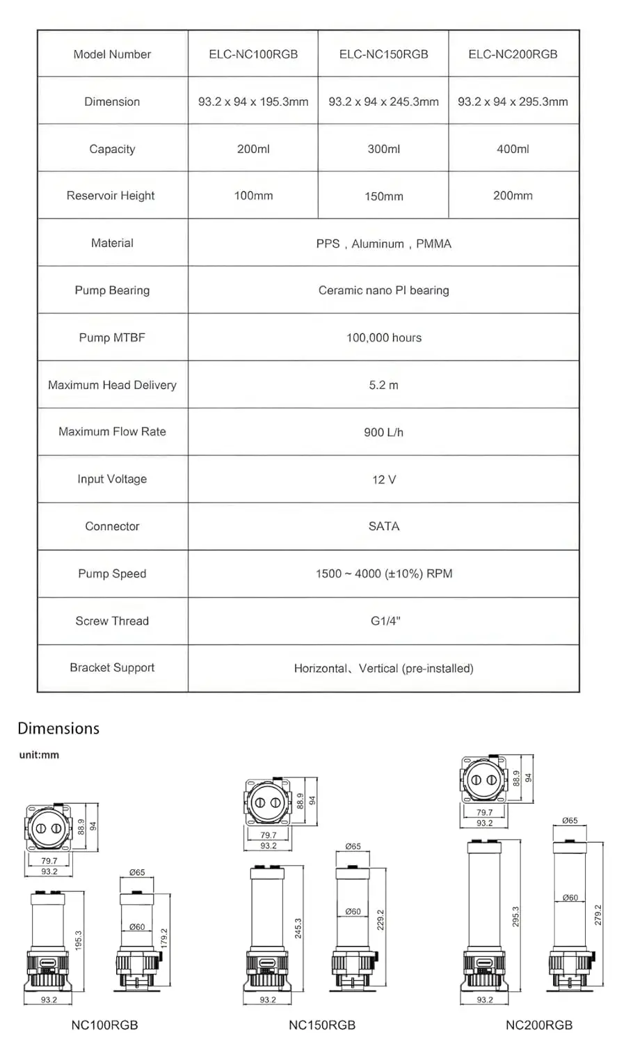 Enermax NEO Changer RGB светодиодный водохранилище и комбинированный насос 12v Освещение