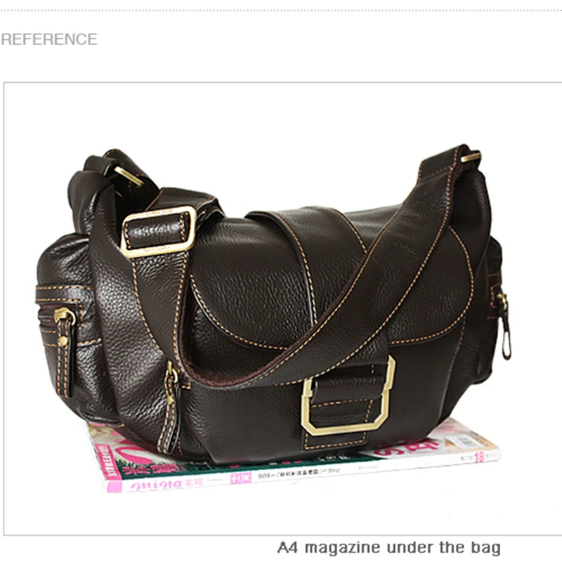 First Layer Genuine Leather Women's Messenger Bag High Quality Designer Fashion Crossbody Bag For Female Casual Sling Bag Brown
