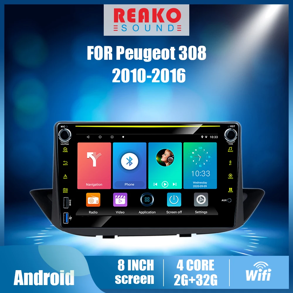 

2 Din Car Radio 4G Carplay 8'' For Peugeot 308 2010-2016 Stereo GPS Navigation Support BT WIFI FM Android Car Multimedia Player