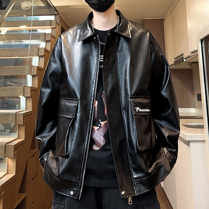 Осенняя новая американская винтажная свободная мотоциклетная кожаная одежда из