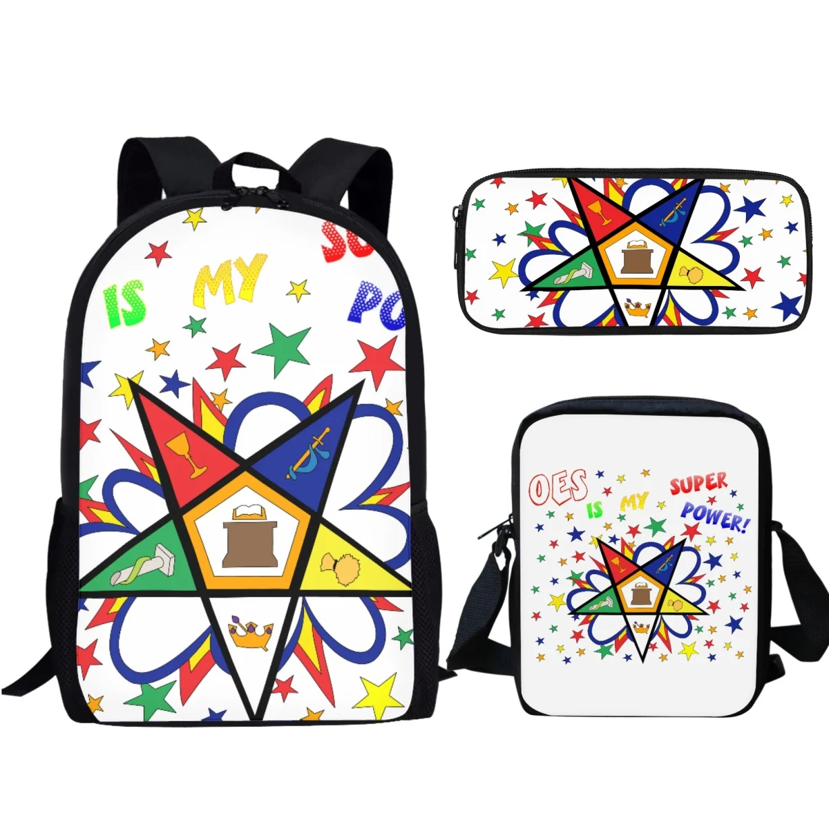 3pcs Children School Bags OES Sistars Order Of Eastern Print Backpack for College Student Fashion Travel Computer Bag Satchel