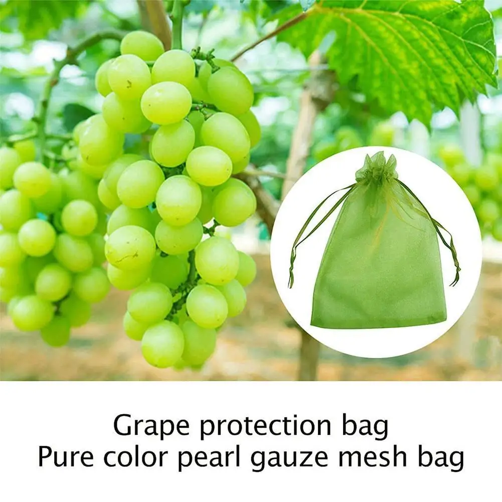 

50pcs Fruit Protection Bags Pest Control Anti-Bird Garden Drawstring Net Bags Mesh Grape Bag Plant Grow Bags