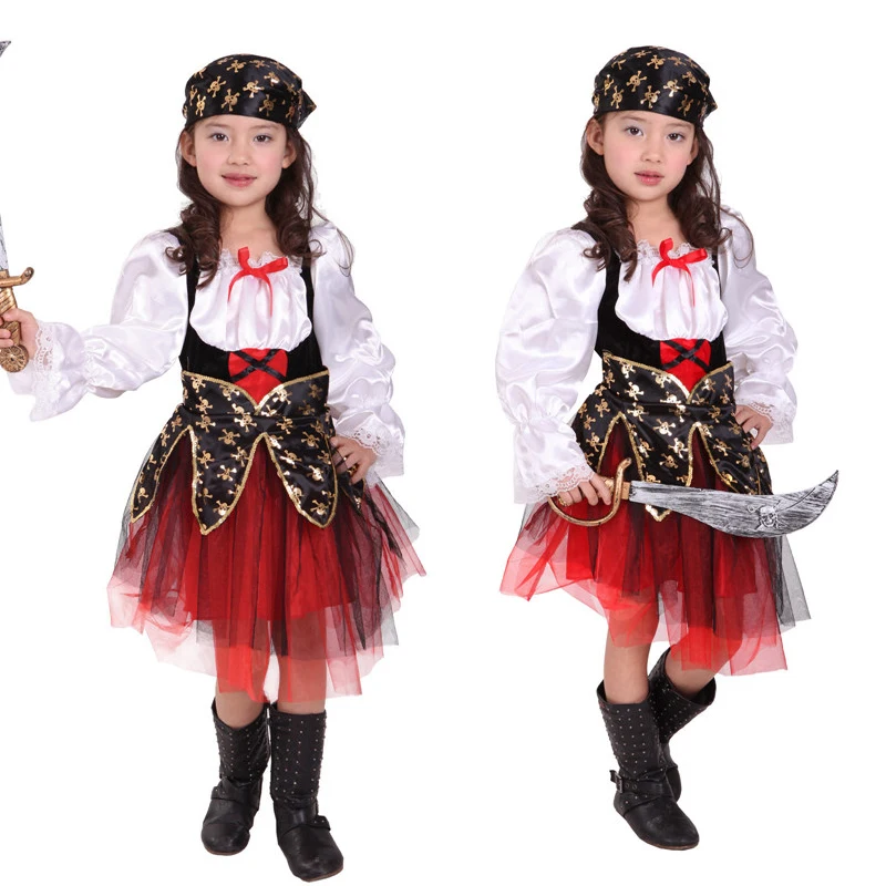 

Anime Cosplay Pirate Captain Costume Headwear Belt Romper Girls Christmas Fancy Clothes No Weapon