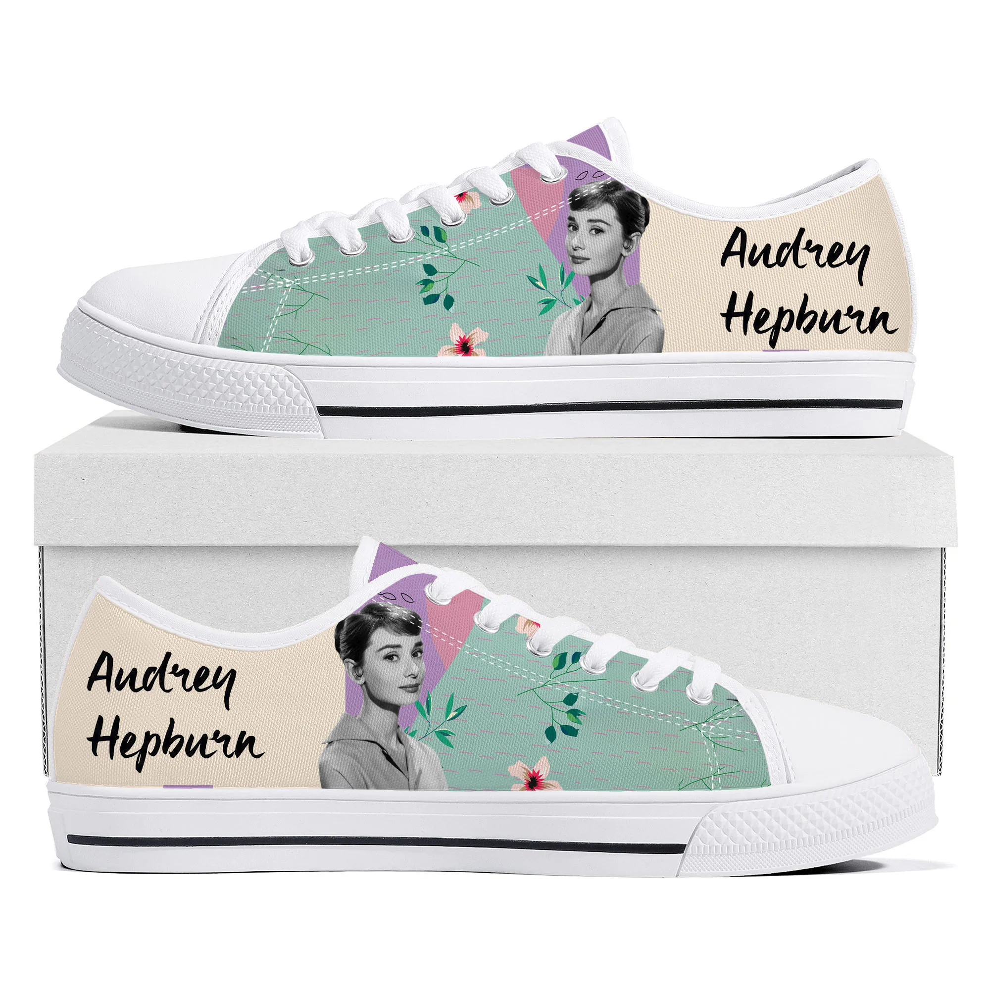 

Audrey Hepburn Low Top Sneakers Mens Womens Teenager Canvas High Quality Sneaker Casual Custom Made Shoes Customize DIY Shoe