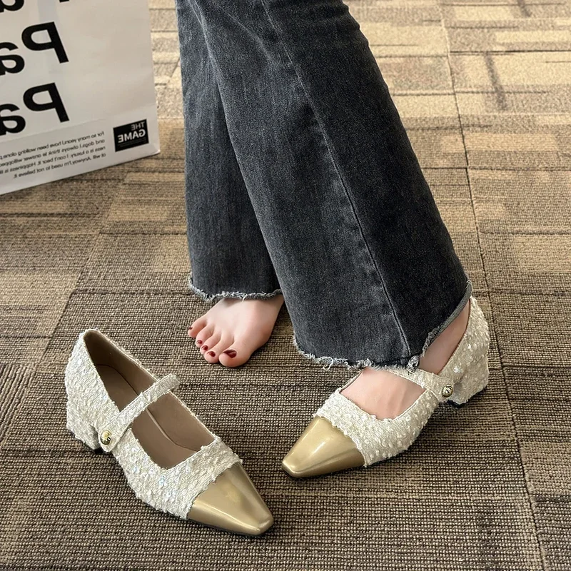 Женские туфли-лодочки на толстом каблуке демисезонные