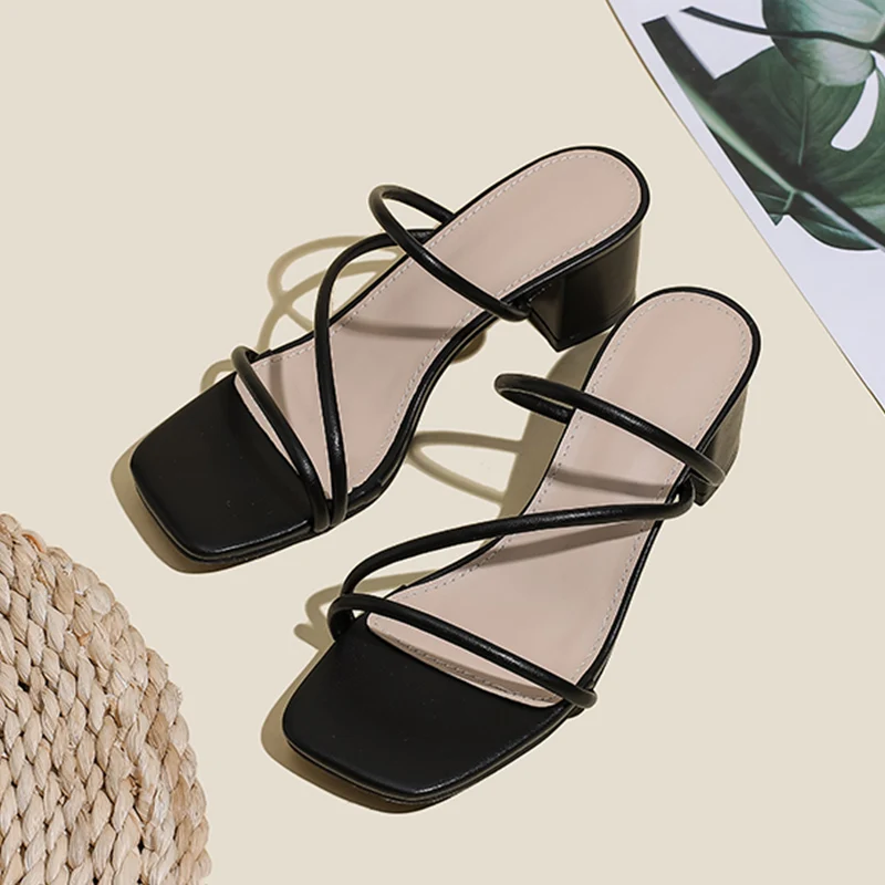

Big Size High Heels 2022 New Women Pumps Shoes Gladiator Slides Female Shoes Casual Outside Summer Sexy Peep Toe Party Sandals