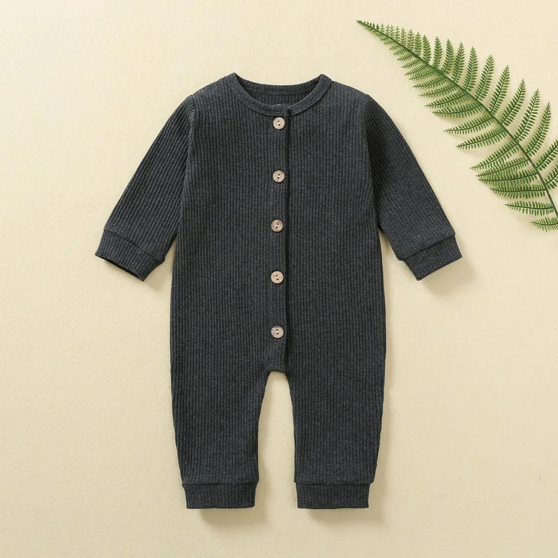 INS Ribs New Fashion Baby Rompers Long Sleeved 100% Cotton Girl Boy Sleepsuits Newborn Sleepers Infantil Clothes Roupa De Bebe