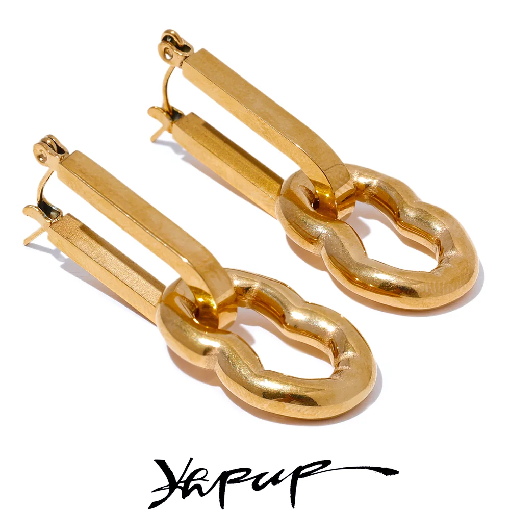 Геометрические длинные серьги-кольца из нержавеющей стали 316l