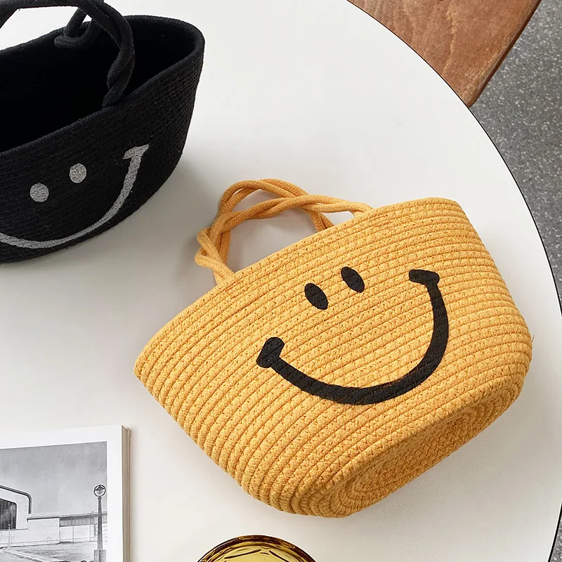 2022 Straw bag Cotton rope woven handbag Beach bag Cute children's bag