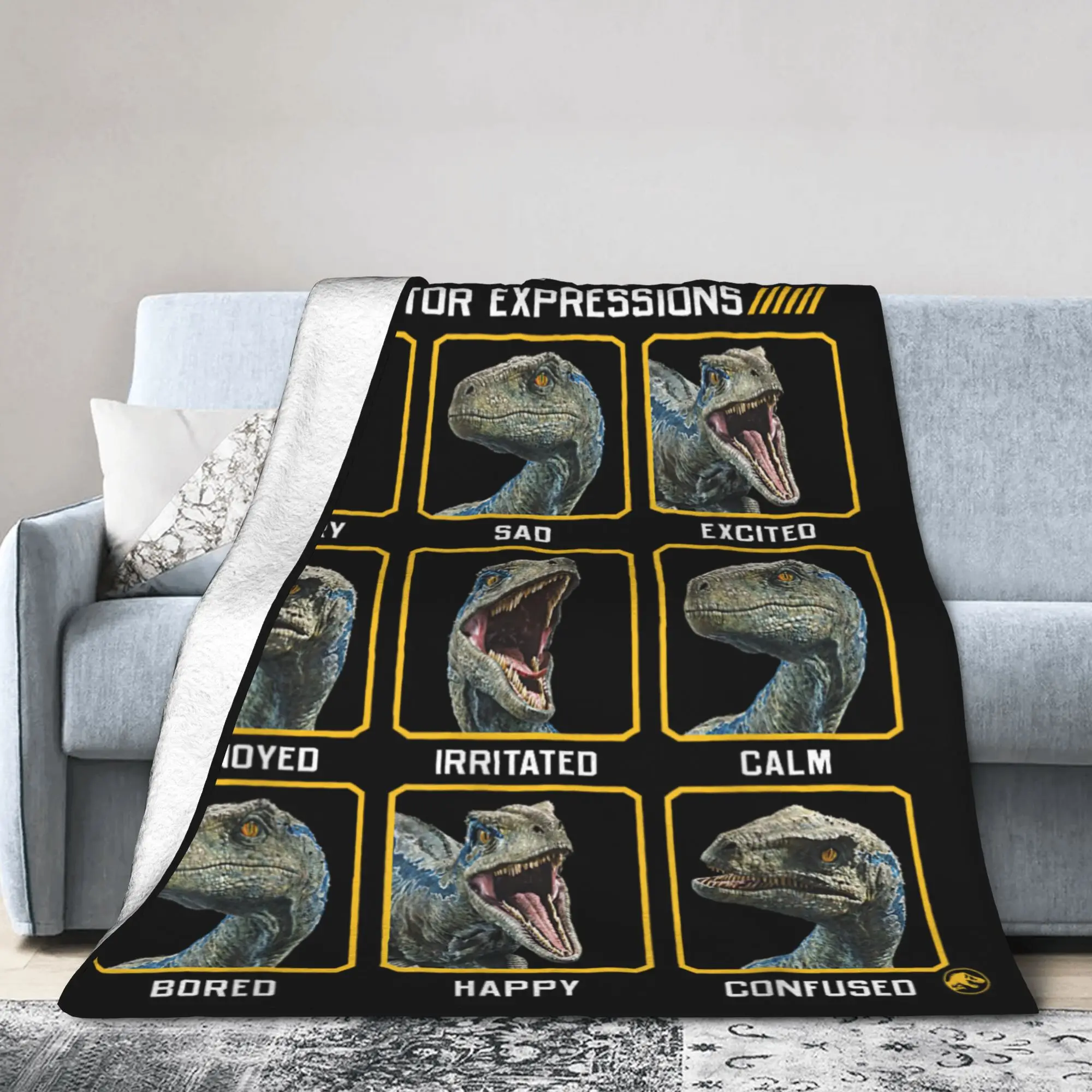Фото Плюшевое одеяло Jurassic Blue Raptor Expressions World, забавные пледы для покрывала, легкое одеяло 125*100 см №1