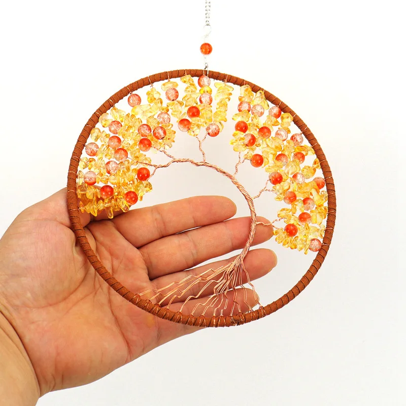 Handmade Gravel Life Tree Fortune Tree Wishing Tree Home Decoration Pendant Healthy Reiki Natural Rock Crystal Agate Ornament