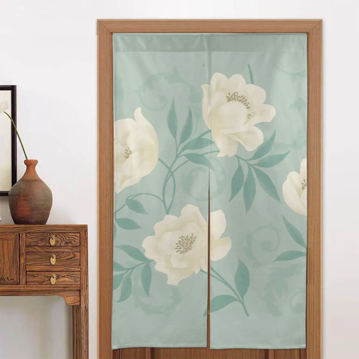 

Nordic Flowers Japanese Door Curtain Floral Separate Tapestry Cotton Linen Printed Noren for Doorway Coffee Shower Decorations