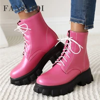 fansaidi winter new fashion sexy green rose red platform matin boots waterproof goth boots big size 40 41 42 43