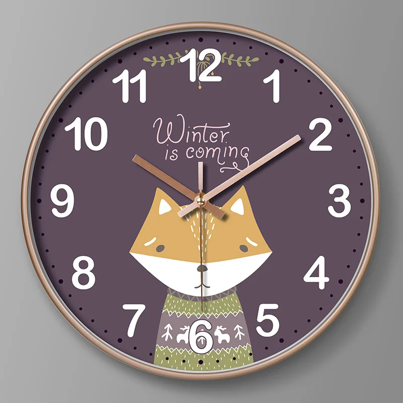 

10inch Cute Animal Dial Quartz Wall Clock Cute Kawaii Cartoon Animal Wall Clock for Children's Room Decoration Home Decoration