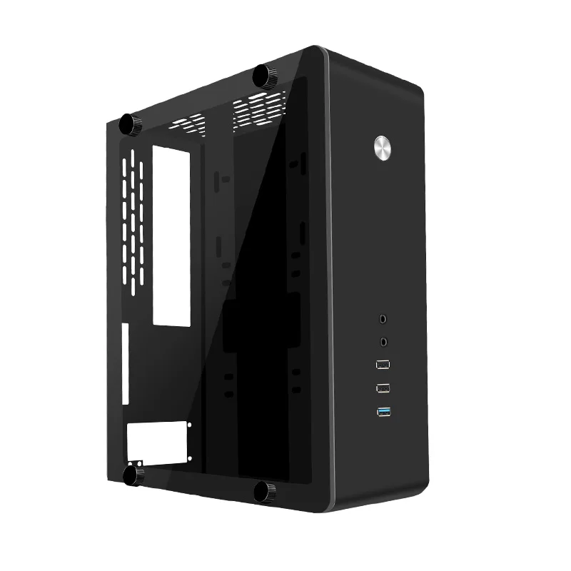 MATX Mini ITX чехол для компьютера, боковой прозрачный стальной Настольный игровой корпус X50 USB3.0 SSD HDD 1U, вертикальный корпус для ПК