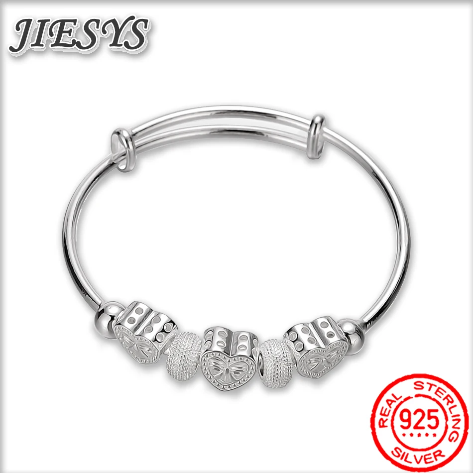 Купи Charm 925 Sterling Silver woman Heart Bangles for lady bracelets wedding party wedding jewelry gifts за 218 рублей в магазине AliExpress