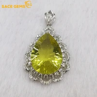 sace gems luxury pendant for women 925 sterling silver 1318mm lemon quartz pendant necklace wedding party fine jewelry gifts