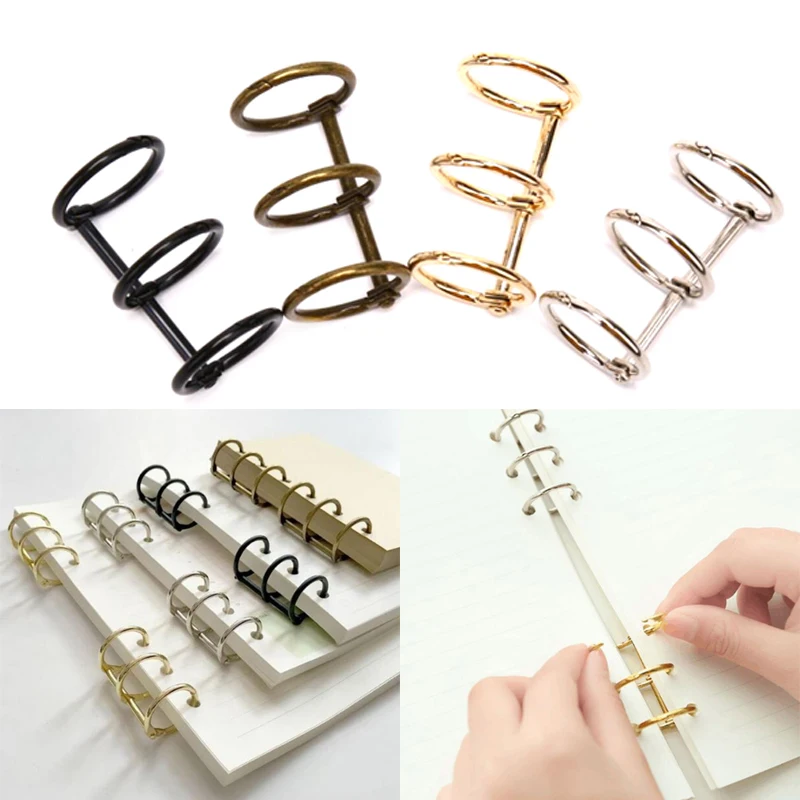 

1 PC 3-Hole Metal Clip Book Rings Loose-leaf Binder for A5 A6 A7 Paper Storage Tool Scrapbooking Art Crafts DIY Student