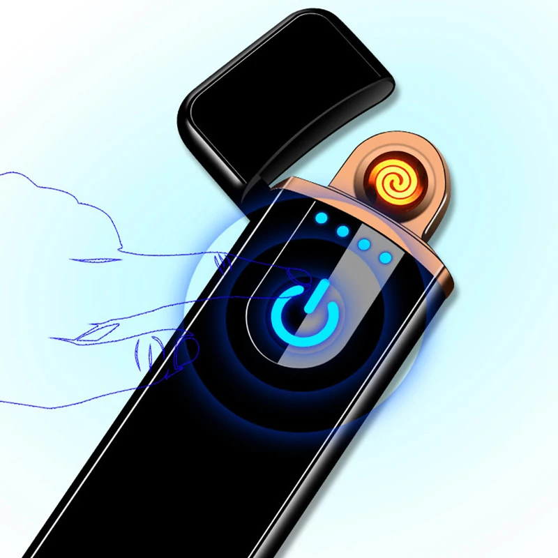 USB электрические Зажигалки ветрозащитные перезаряжаемые сенсорные портативные