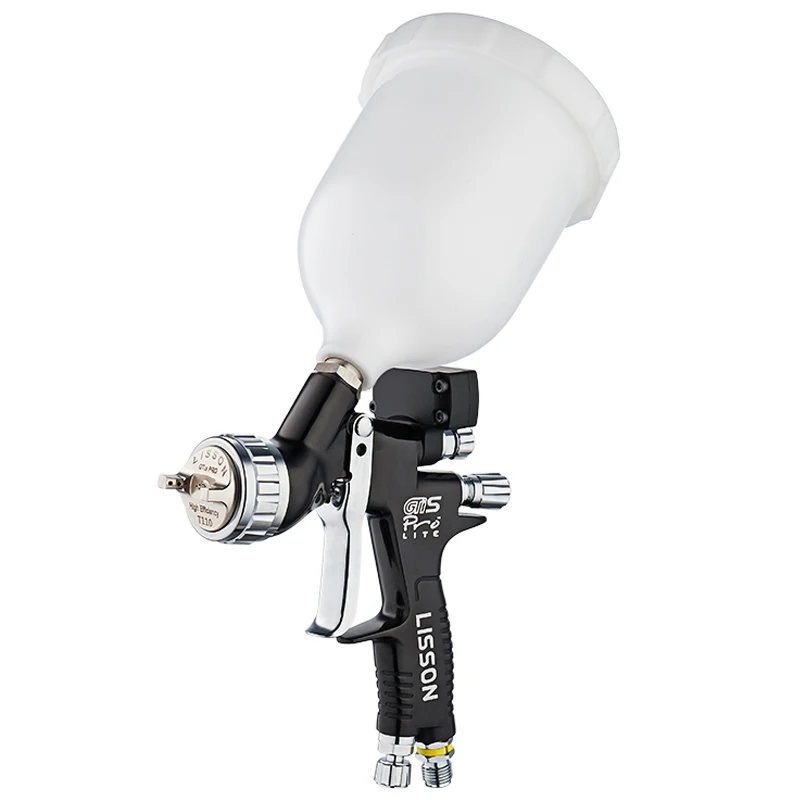 

Краскопульт LISSON GTI Pro T110 с цифровым манометром, распылитель краски на водной основе для автомобиля, Гравитационный пистолет