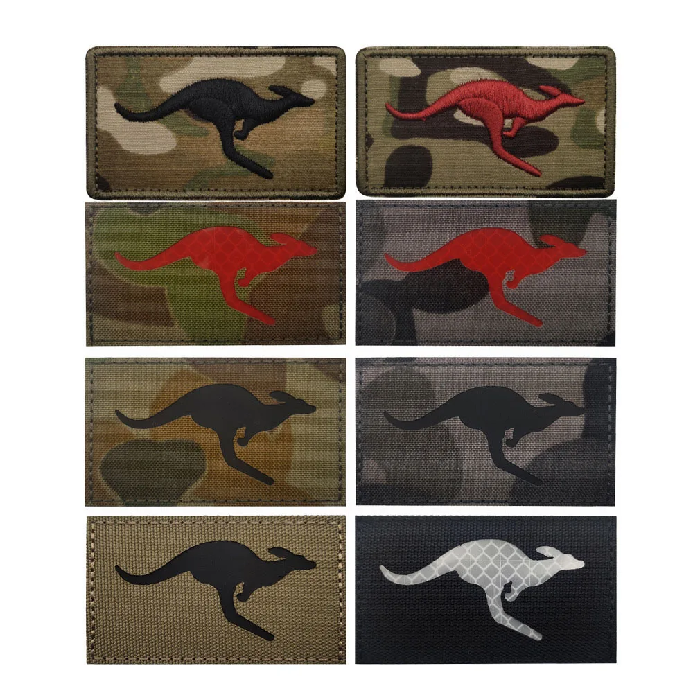 

Australia Reflective Kangaroo Patch Camouflage IR Identification Badge Embroidery Stickers Hook and Loop Patches on Clothes