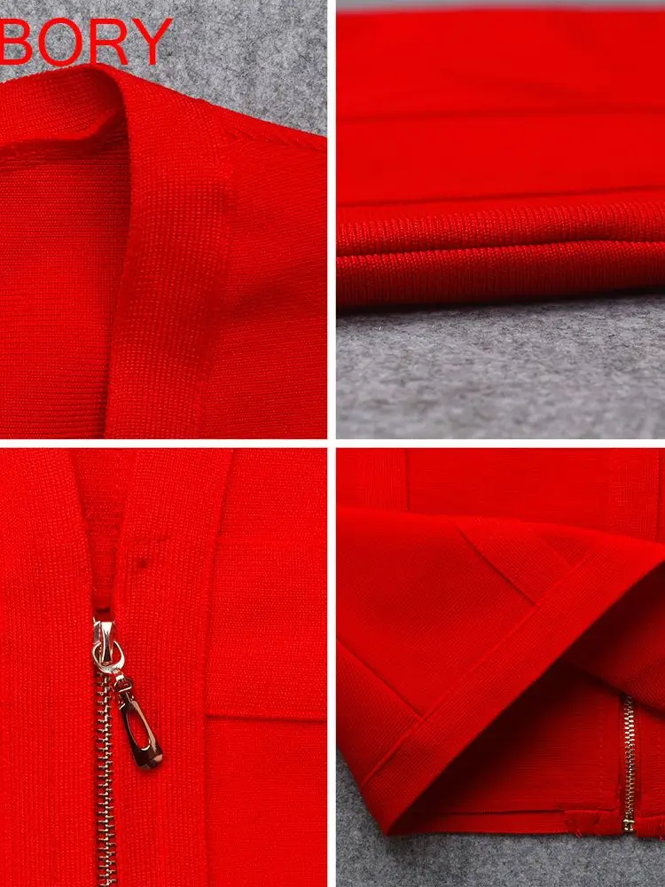 Женское платье с глубоким v-образным вырезом HQBORY красное Бандажное Вечернее