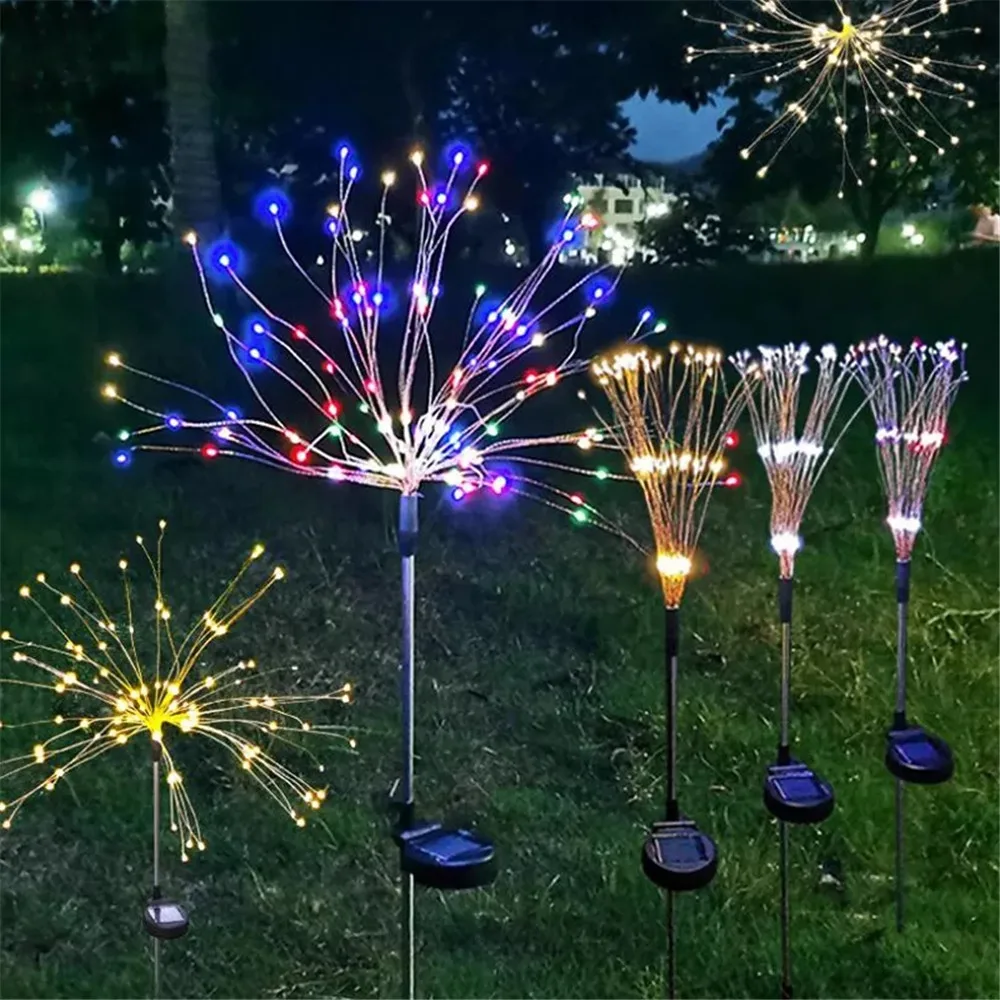 

2Pc Solar Power Outdoor Christmas Fireworks Lights LED Colorful Starry Fairy Light for Garden Lawn Yard Pathway Holiday Decorat