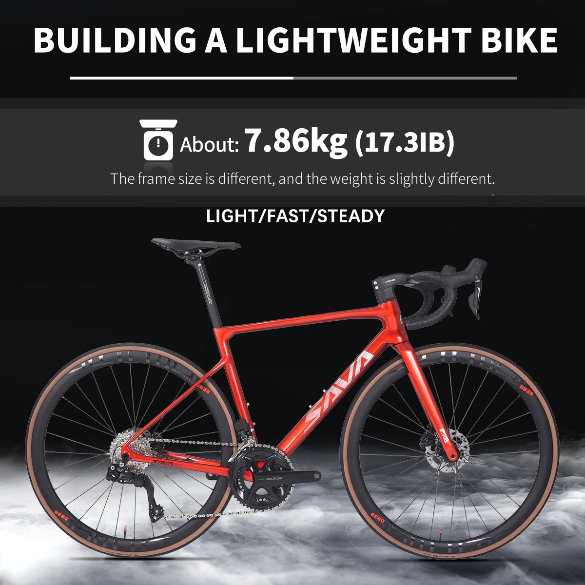 

SAVA electronic shifting bike full carbon fiber road bike 24 speed T1000 frame ultra-light 7.85 kg with 105 7170 Di2