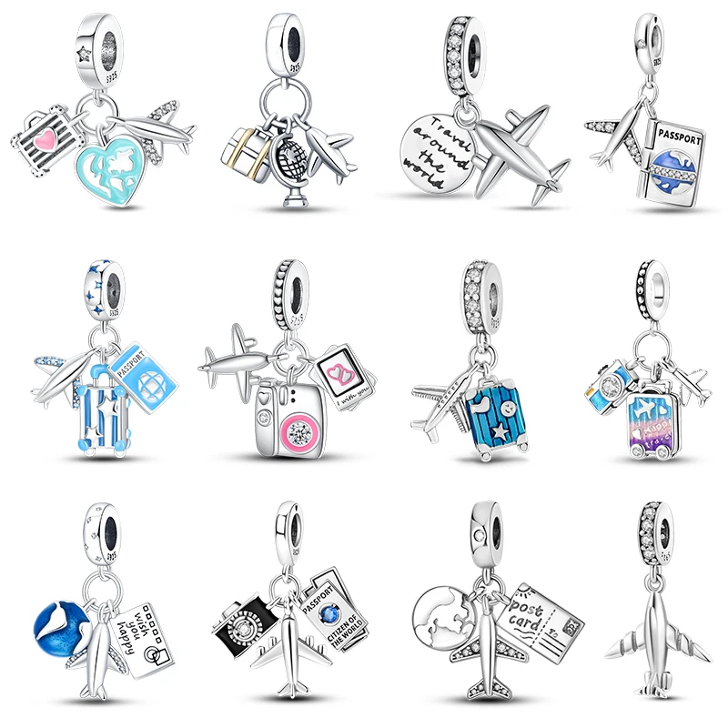 

Fashion 925 Sterling Silver Travel Aircraft Series Charms Beads Fit Pandora Original Bracelets DIY Anniversary Jewelry For Women